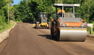 asphalt paving roller equipment on road